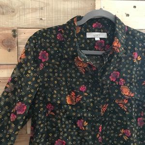 {Loft} Floral Button Down Blouse